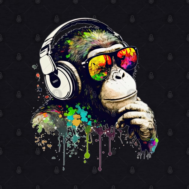 Pondering Dj Chimp color splash monkey by obstinator